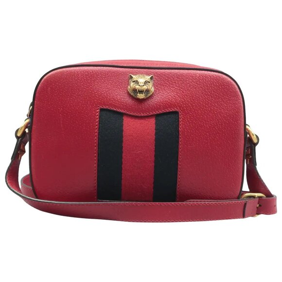 100% Authentic GUCCI Animalier Red Leather Shoulder Bag 571-091024 - Picture 1 of 12